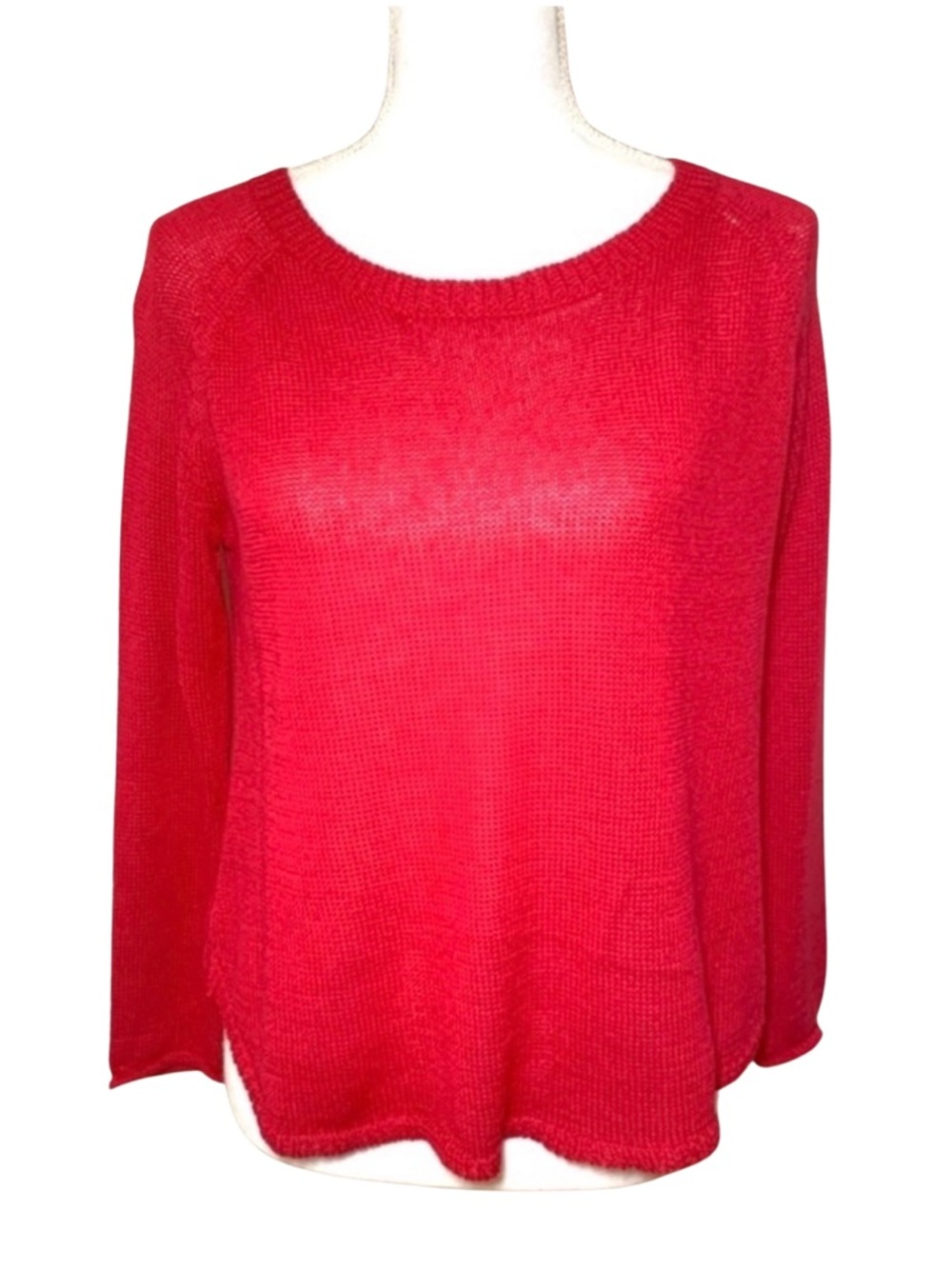 Just Madison Lightweight Red Knit Linen Blend Sweater Women‎ Medium